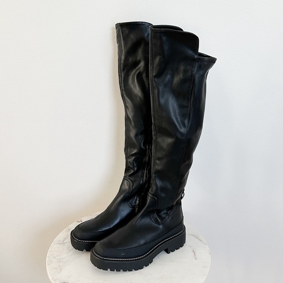 NEW Sam Edelman Lerue Lug Sole Faux Leather High Shaft Boot Size 8 - Picture 7 of 14